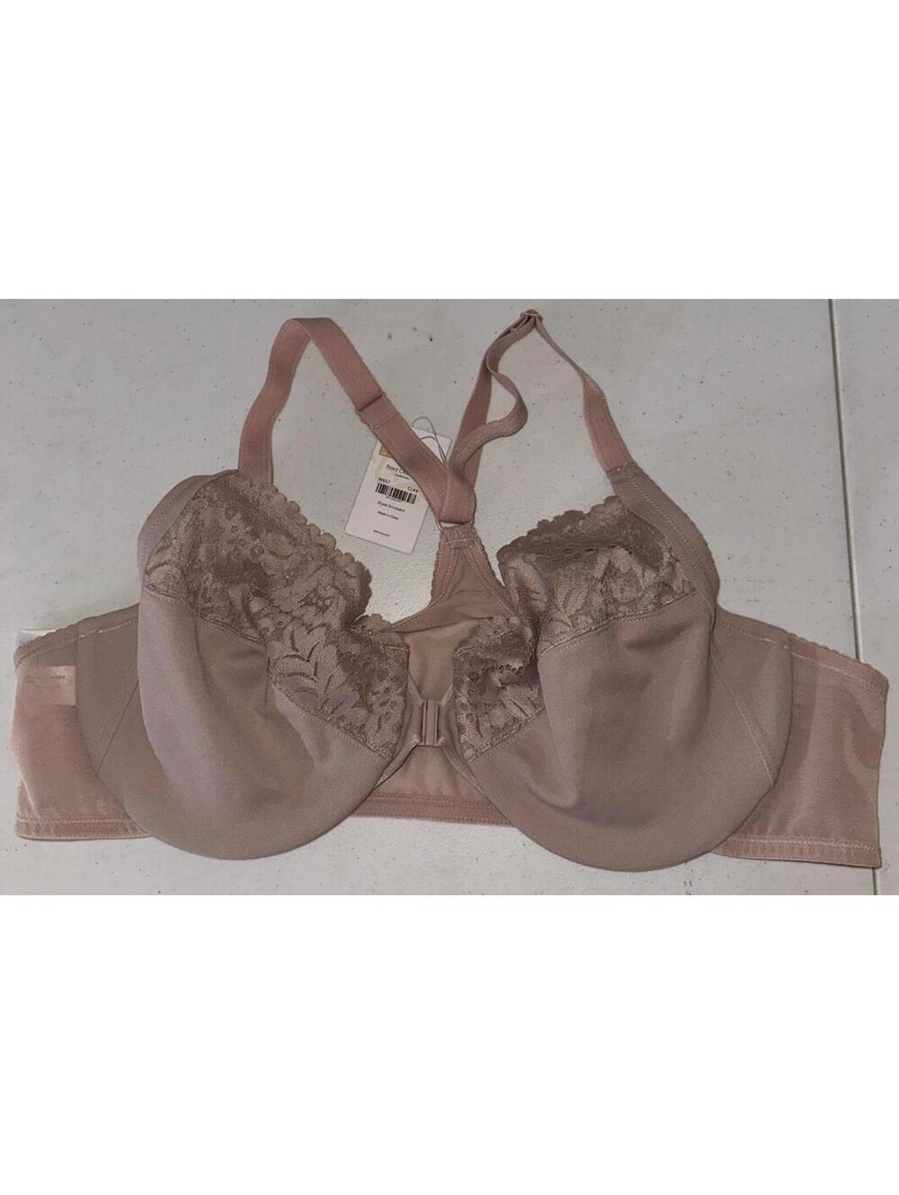 Delimira Front Close Racerback Underwire Lace Bra Smoked Rose Pink W657 44B